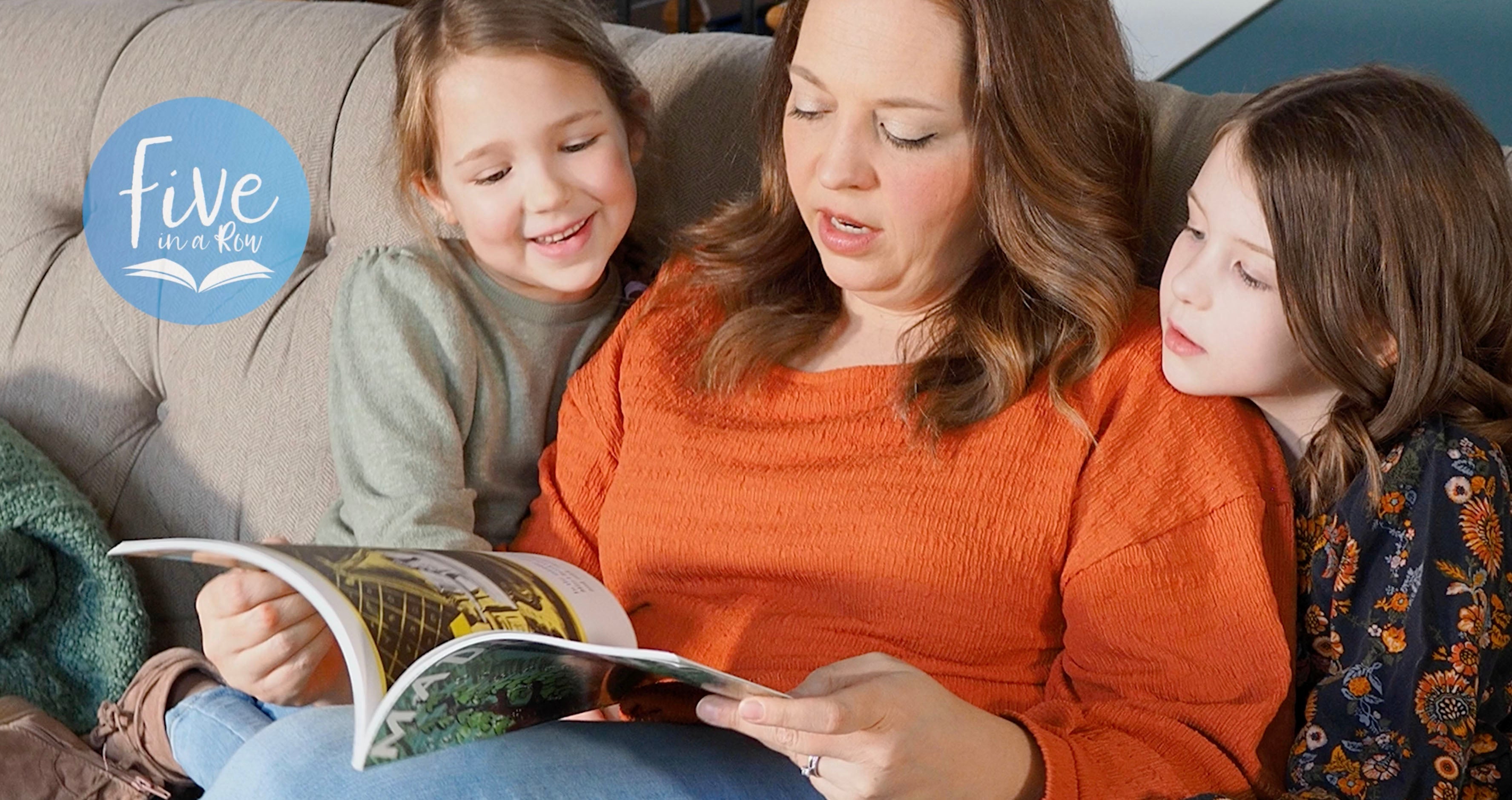 Load video: Presentation and description of the Five in a Row manuals, showing a family using the manuals during a typical school day.