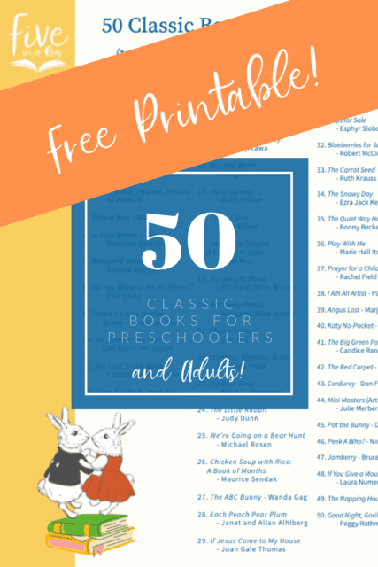 Download a free copy of 50 classics your preschooler will love! Five in a Row!