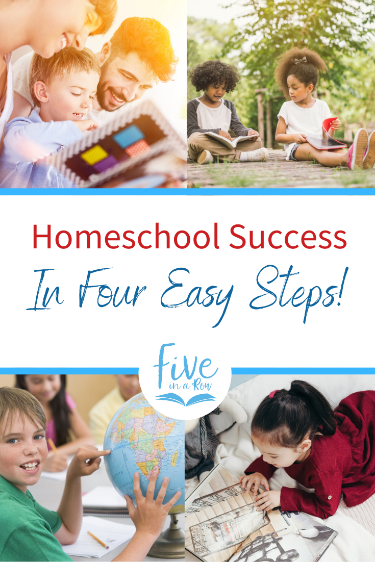 Homeschool Success: it could be easier than you think! When most people think of homeschooling they imagine complicated schedules, detailed lesson plans, piles of worksheets, and hours of attempting to make wiggly kids sit still (but with no avail). What if—instead of that—you could find homeschool success in four easy steps? Steps that have helped hundreds of thousands of moms succeed as teachers and have helped millions of kids find joy in learning?!